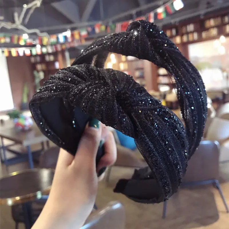

AWAYTR Women Korea's New Simple Hairband For Women with Diamond Knotted Bow Wide-brimmed headband Girls Hair Accessories