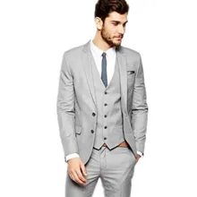 Светло-серые модные мужские костюмы под заказ сделанные костюмы жениха смокинги Slim Fit Свадебный для шафера костюмы(куртка+ брюки+ жилет