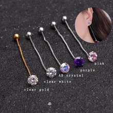 Sellsets 1 шт. длинные CZ серьги змея цепи один хрустальный шар мотаться Грач лепестка Козелок Уха Пирсинг шпильки