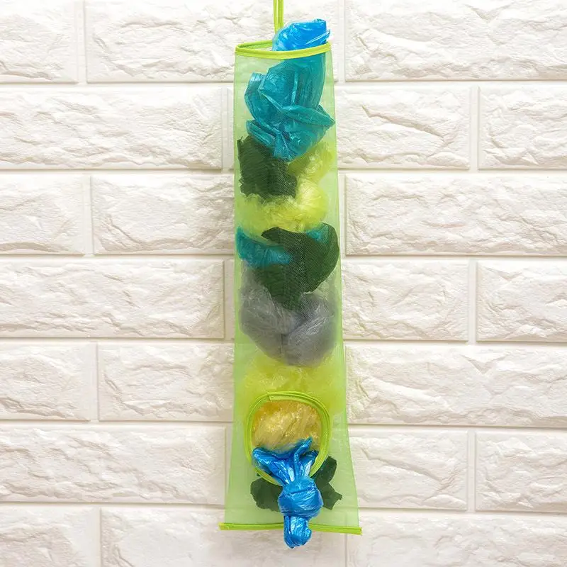 

Hanging Folding Mesh Garbage Bag Organizer Trash Bags Holder Recycling Plastic Storage Folding Waste Bag Storage for Kitchen daq