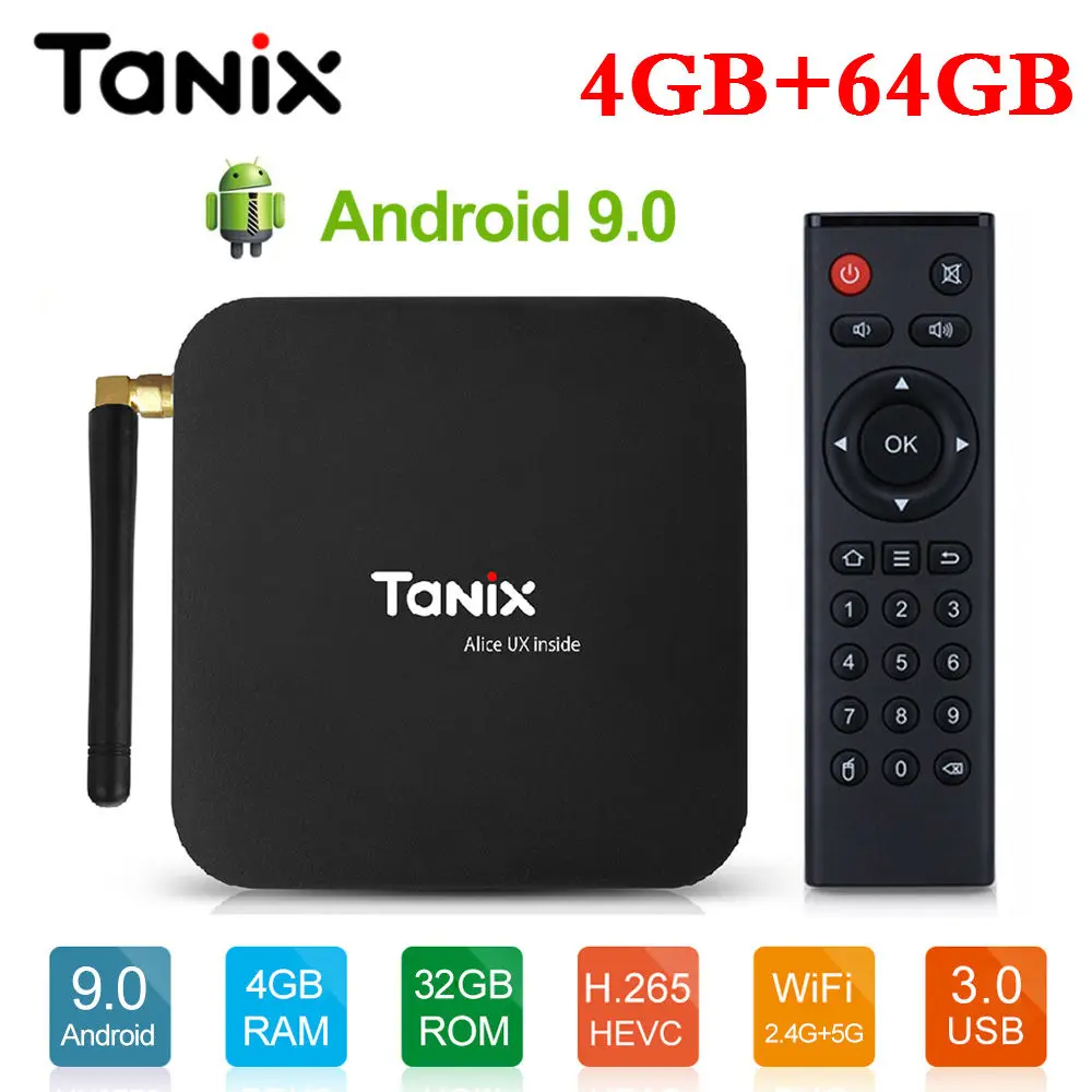 

Tanix TX6 Android 9.0 TV BOX Allwinner H6 Quad core 4G 32G/64G 2.4G+5G Wifi Set Top Box 4K HD BT 4.1 Google Smart Media Player