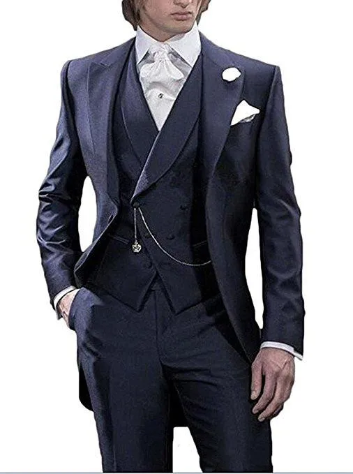 

Handsome One Button Groomsmen Peak Lapel Groom Tuxedos Men Suits Wedding/Prom Best Man Blazer ( Jacket+Pants+Tie+Vest) A165