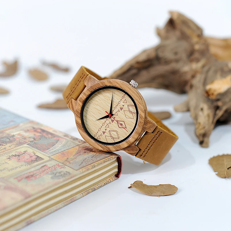 BOBO BIRD Mens Retro Design Brand Luxury Wooden Bamboo Watches With Cow Real Leather Quartz Watch in Gift Box