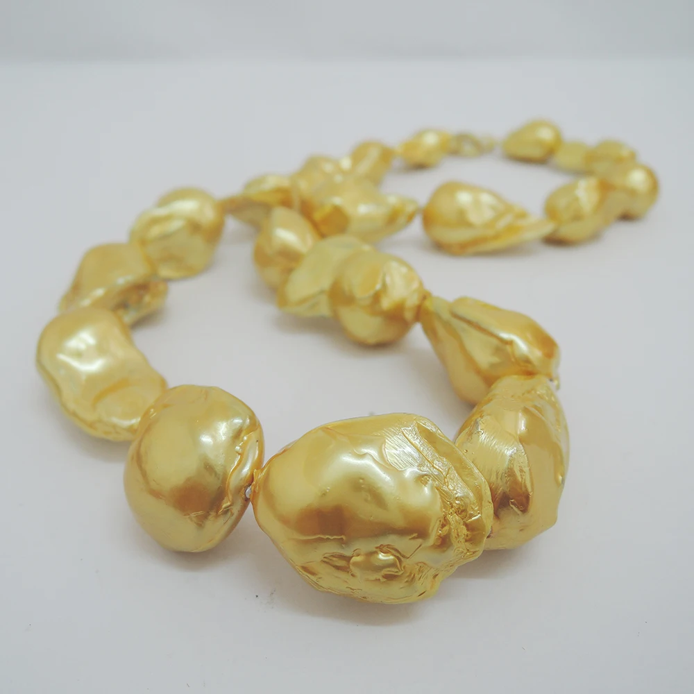 Пресноводный барочный жемчуг ожерелье-хорошее качество-925 серебряный крючок с золотым покрытием