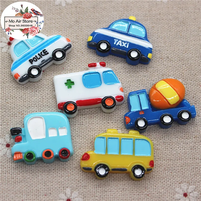 

10pcs taxi Cartoon car Cabochon Art Supply Decoration Phone Charm hair bow center