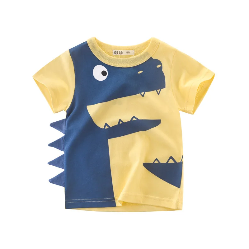 Летняя футболка с рисунком динозавра для маленьких мальчиков, футболки для мальчиков младенцев, девочек с изображением Льва, одежда хлопковые топы с надписями для малышей
