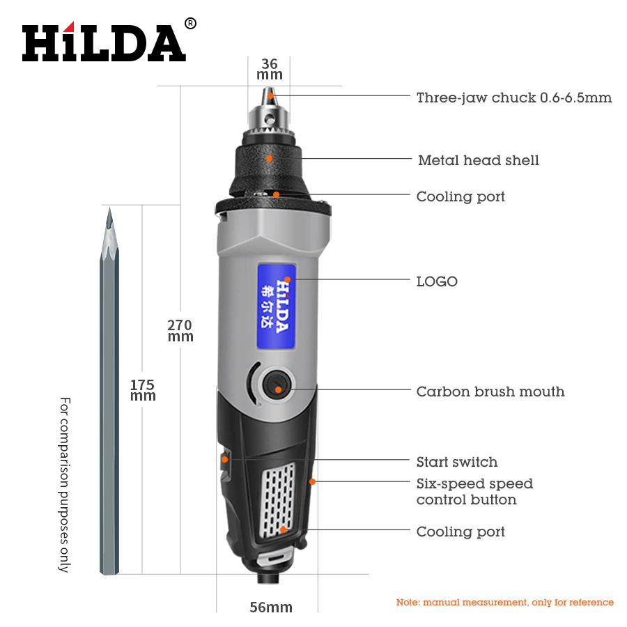 HILDA Electric Drill Mini Engraver Rotary Tool 400W Mini Drill 6 Position For Dremel Rotary Tools Mini Grinding Machine