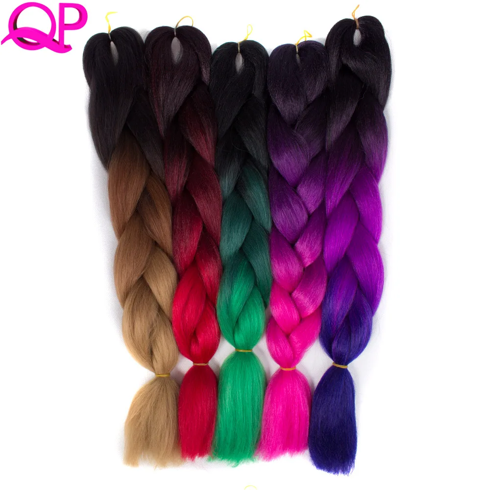 Pre Ombre Braiding Hair 24'' yaki straight 100g/pcs Synthetic High Temperature Fiber Hair Extensions