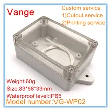 2 шт./лот Прозрачная крышка настенный пластичные материалы коробка IP65 Водонепроницаемый ABS пластик diy корпус 83*58*33 мм