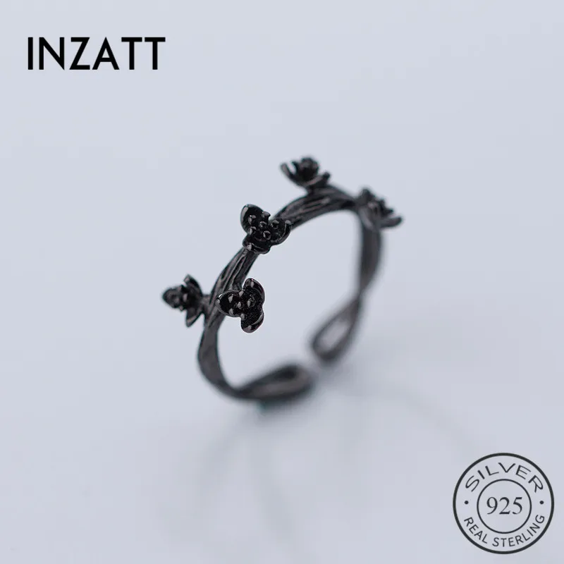 INZATT, настоящее 925 пробы, серебряное, романтическое, черное, Сливовый цветок, кольцо для открытия, для красивых женщин, для свадебной вечеринки, хорошее ювелирное изделие, милый подарок