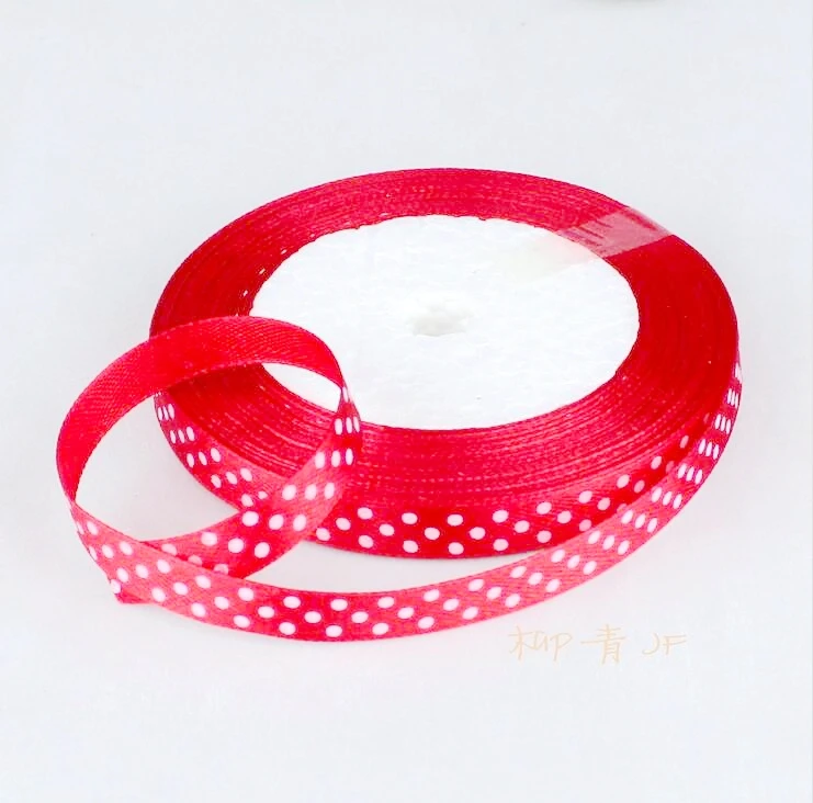 

10Y new arrive 3/8" (10mm) RED Satin ribbon Polka Dots printed Brown ribbon with white dots, DIY hairbow accessories