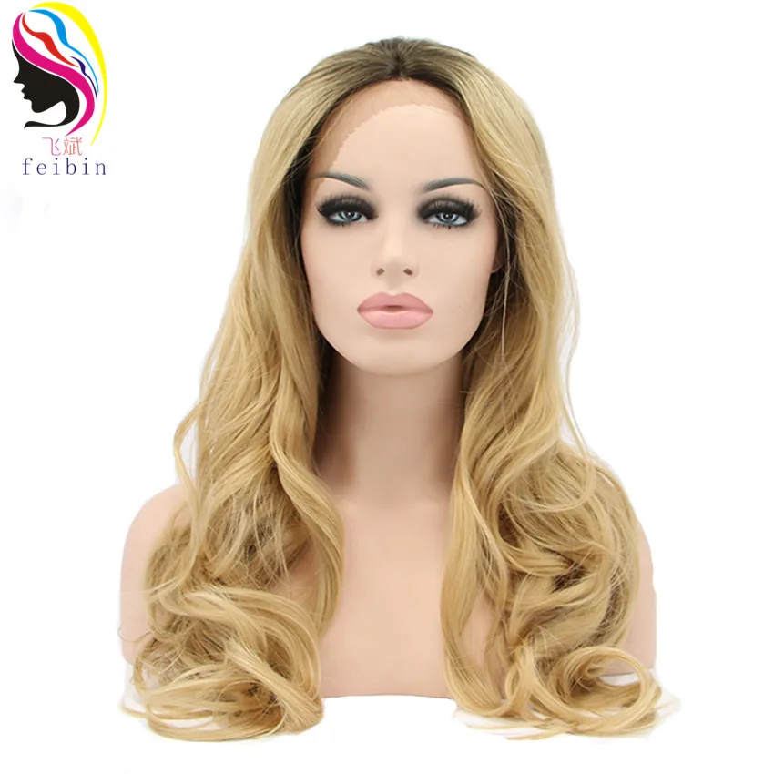 

Feibin Lace Front Blonde Wig For Women Synthetic Wavy High Temperature Fiber Hair 24inches 60cm E27