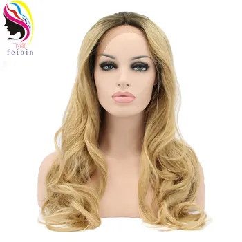 

Feibin Lace Front Blonde Wig For Women Synthetic Wavy High Temperature Fiber Hair 24inches 60cm E27
