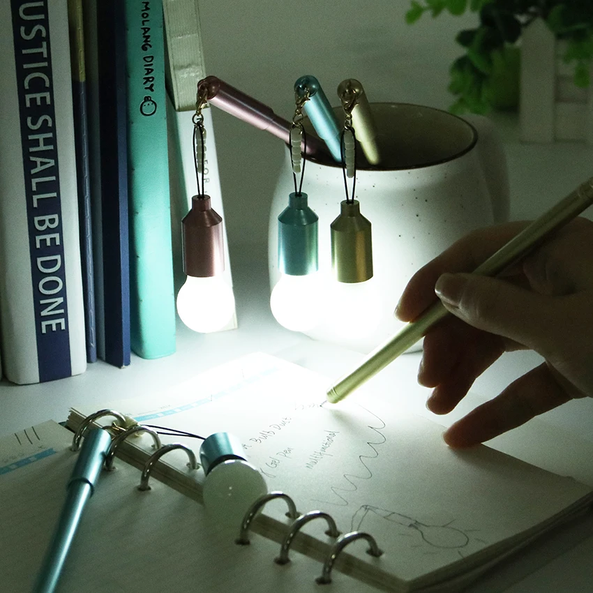 

1PC Cartoon Cute Creative Modeling Neutral Pen 0.38mm Light Bulb Dust Plug Gel Pen Multifunctional School Supplies