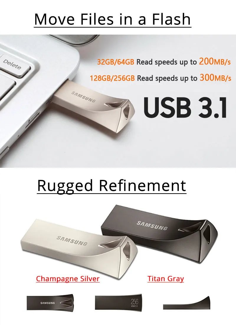 USB флеш-накопитель SAMSUNG 32 ГБ, 64 ГБ, 128 ГБ, 256 ГБ, USB 3,0, USB 3,1, металлический мини-накопитель, флешка, карта памяти, устройство для хранения, u-диск