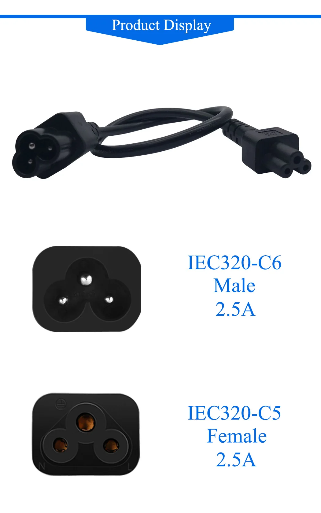 JORINDO 0,6 M/2FT IEC320 C6 мужчина к C5 женский Мощность кабель шнур с Микки-Маусом, Мышь 3-контактный Мощность Удлинительный кабель, C5 для C6 конвертер