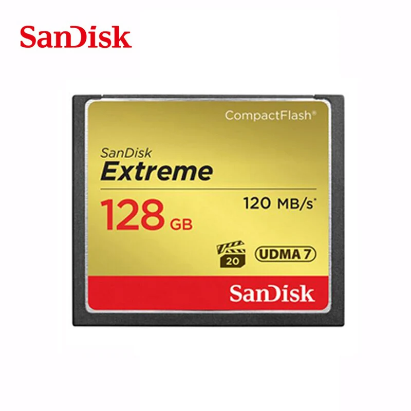 Карта памяти SanDisk CF Extreme, 16 ГБ, 32 ГБ, 64 ГБ, 128 ГБ, компактная флеш-карта, класс 10, 120 м/с, карта CF для 4K и видео Full HD - Емкость: 128 ГБ