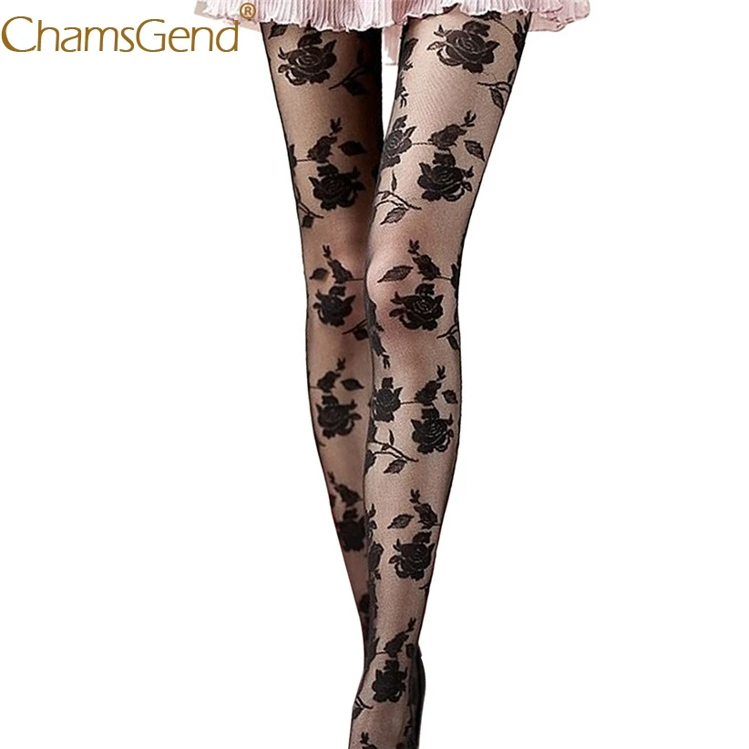 Chamsgend новый дизайн женские сетчатые колготки с цветами розы сексуальные
