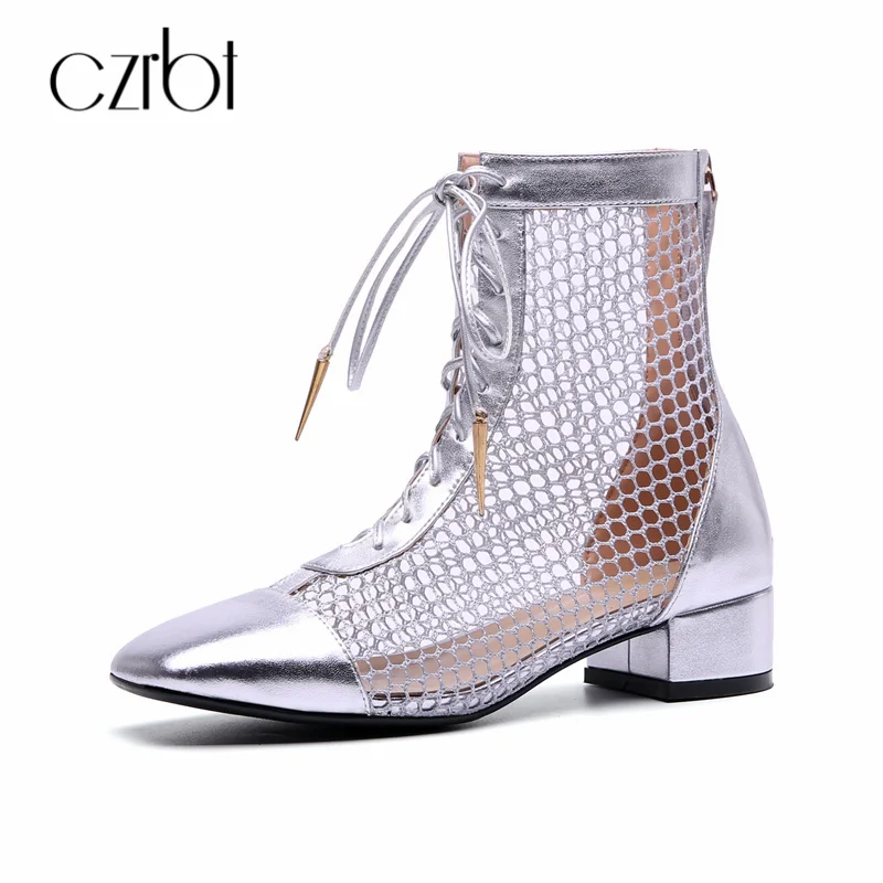 

CZRBT Elegant Luxury Brand Shoes Women Genuine Leather Women Ankle Chelsea Boots High Heels 4cm Ladies Party Shoes Big Size