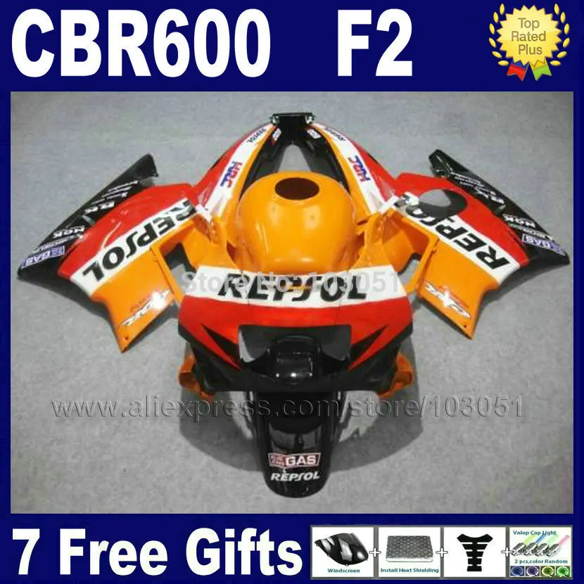 Комплект обтекателей из АБС пластика для Honda repsol orange набор CBR600 F2 1991 1992 CBR 600 92 93 F 91