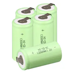 Anmas питания! 5 шт. набор Sub C SC Батарея 1.2 В 1300 мАч ni-cd NiCd Перезаряжаемые Батарея 4.25 см * 2.2 см-зеленый цвет