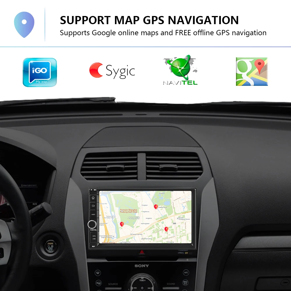  Podofo Android Auto Multimedia-Player 2 Din 7 ''Touchscreen Auto Radio Audio Bluetooth MP5 Player G