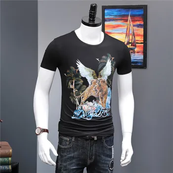 

European style t shirt Slim Fit Short Sleeve 2019 new print Casual tees