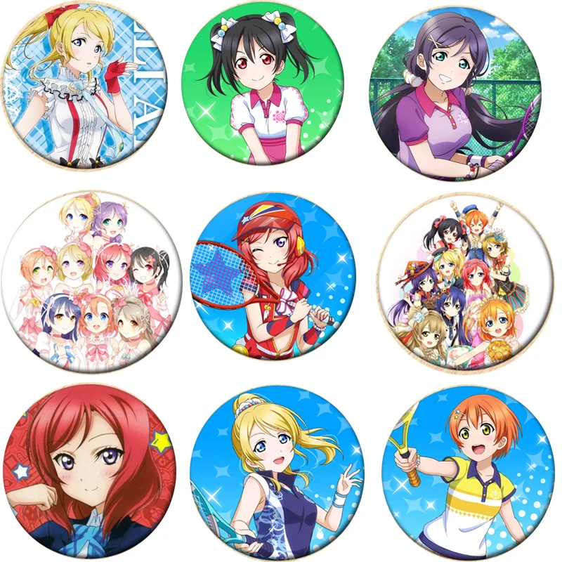 

1pcs Anime Love Live Cosplay Badge Lovelive 9 Members Brooch Pins Kotori Minami Collection Nico Badges for Backpack Clothes