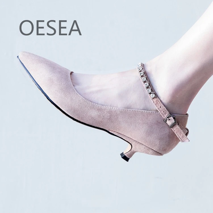 

34-43 New 2018 fashion personality rhinestone decoration comfortable sheep suede breathable women shoes