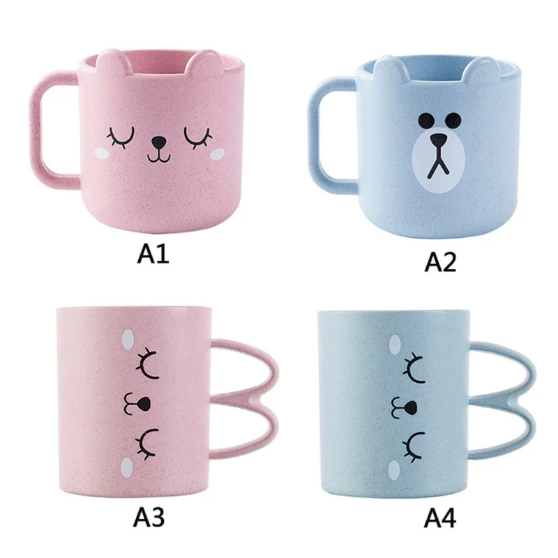 

1Pcs 300ml Baby Cups Drinking Water Brush Teeth Washing Cup Children Infant baby Milk Cup with Handle Breakfast Mug Drink M