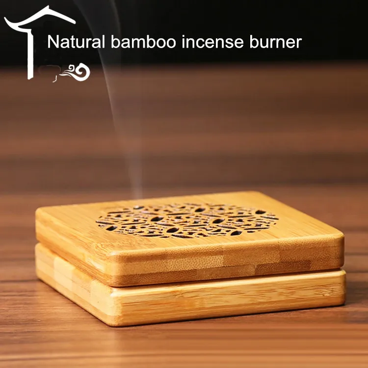 Bamboo Wooden Incense Stove Classical Chinese Style Laser Sculpture