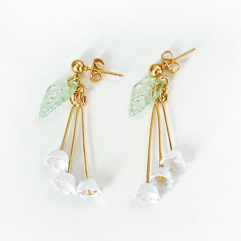 Beautiful lily of the valley flower dangle drop earrings wholesalein Drop Earrings from Jewelry