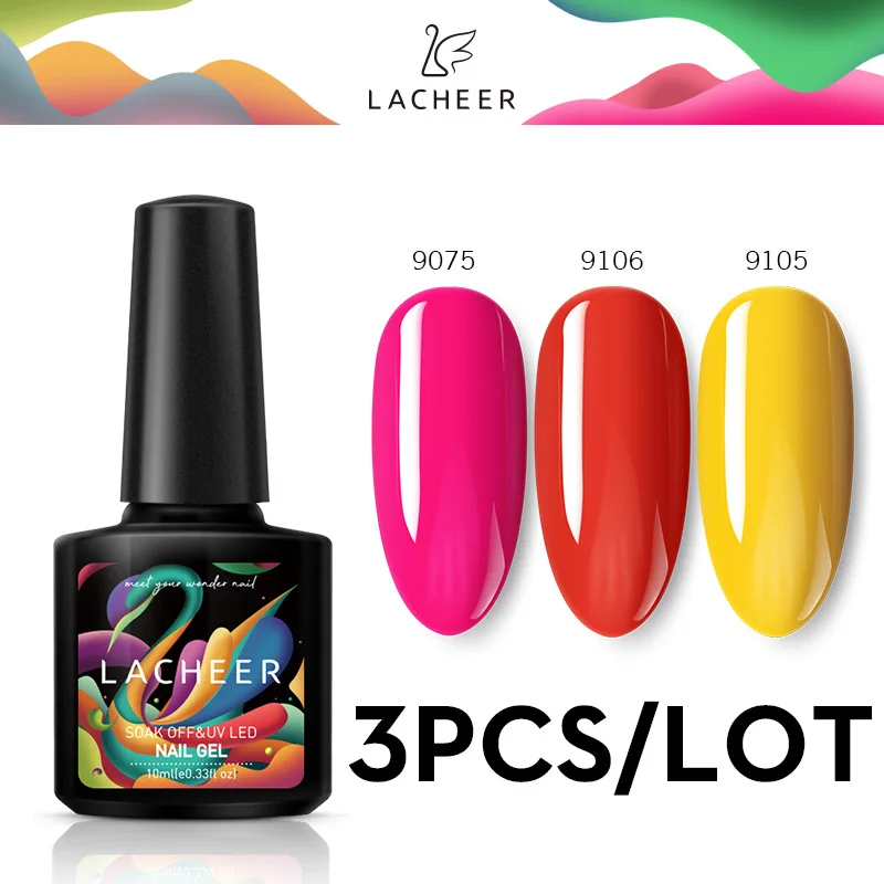 

Lacheer Led Nail Gel Polish Hybrid UV Nail Varnish Set Spring Color Yellow UV Nail Polish Gel Kits Semi Permanent Led Lacquer