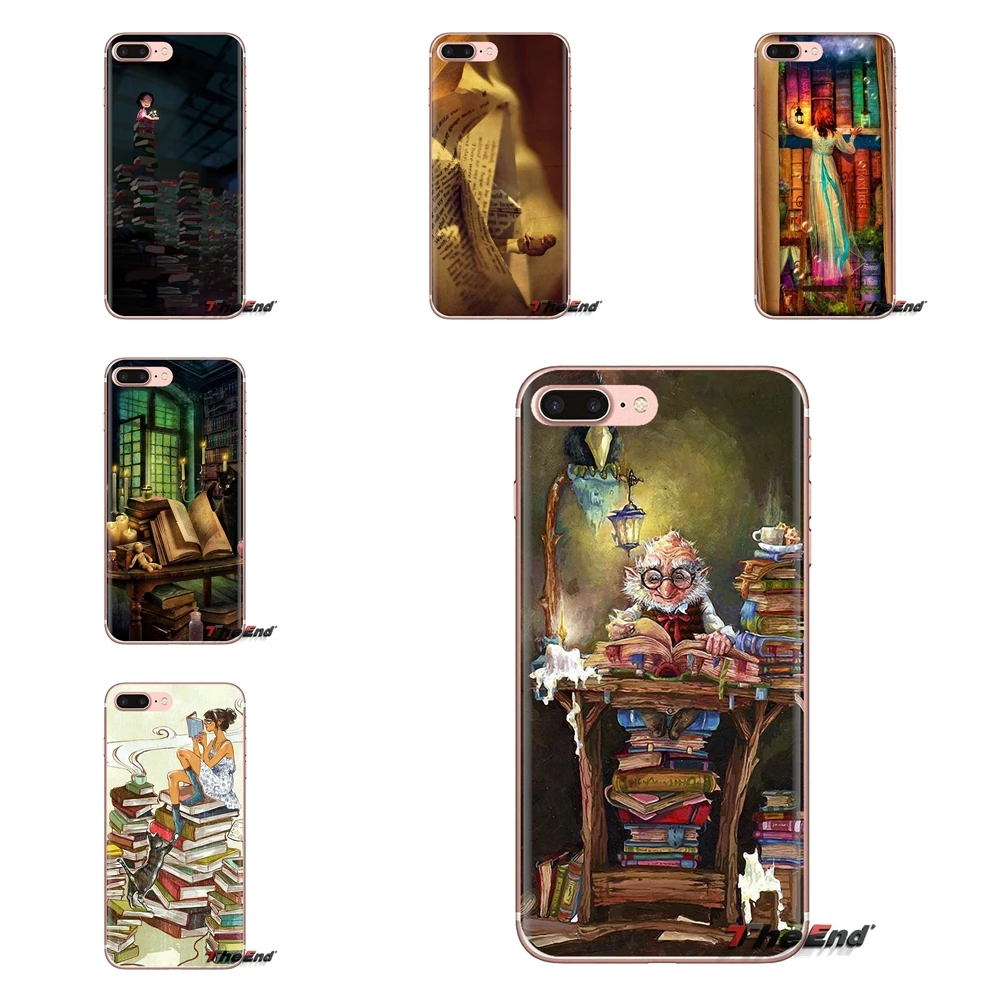 

For iPod Touch Apple iPhone 4 4S 5 5S SE 5C 6 6S 7 8 X XR XS Plus MAX Soft Transparent Cases Covers Happy Reading Art Pattern