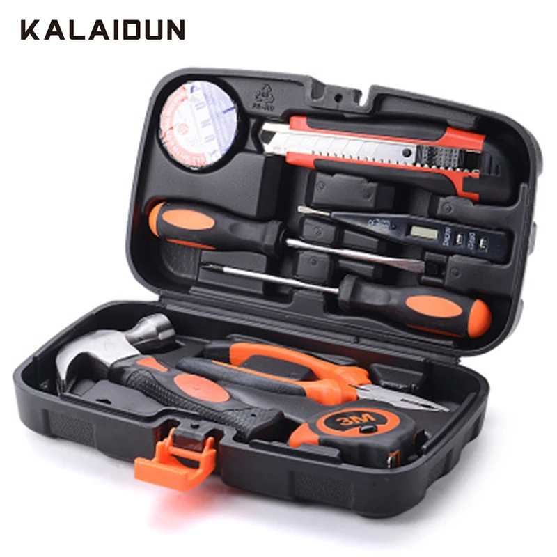 

KALAIDUN Hand Tool Set 9pcs Electrician Home Improvement Repair Simple Multifunctional Combination Manual Toolbox Tools Kit