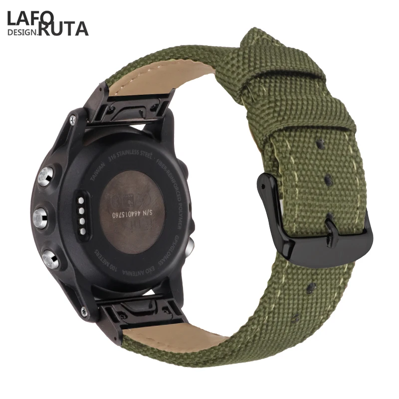 

Laforuta Forerunner 945 935 Strap Leather Nylon Band for Garmin Fenix 5X Watch 26 20 22mm Quick Release Easy fit Bracelet Bands