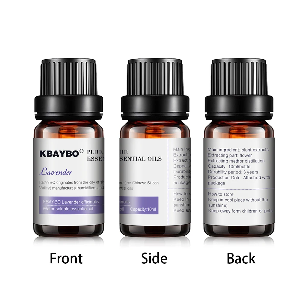  KBAYBO 10ml*6bottles Pure essential oils for aromatherapy diffusers lavender tea tree lemongrass te