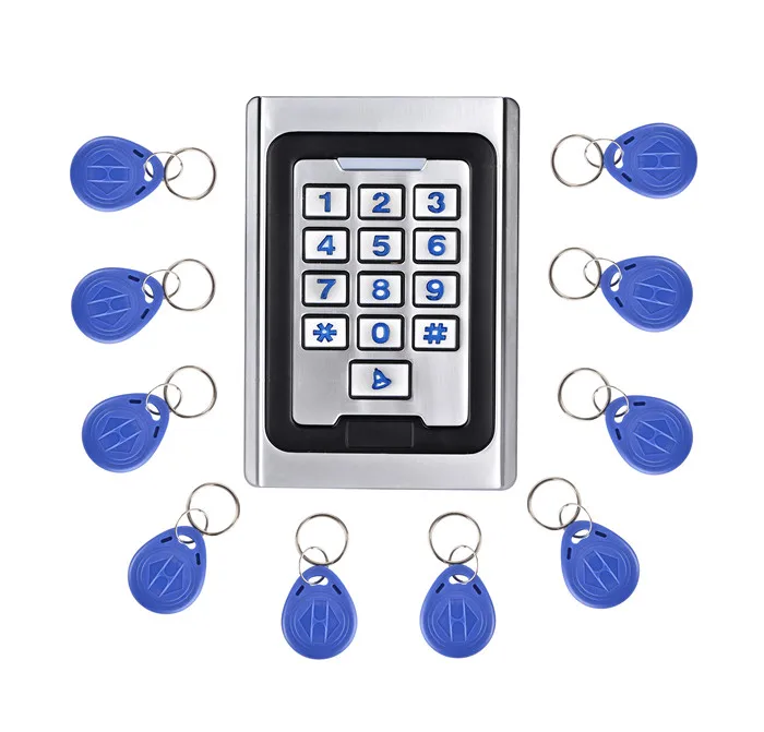

10pcs Tag card+125KHz RFID Waterproof Access Control Keypad Metal Access Control System RFID Proximity Card Reader