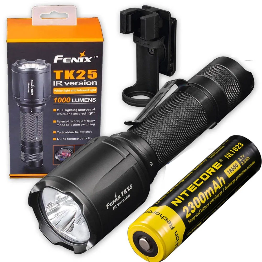 

Fenix TK25 IR (TK25IR) 1000 Lumen LED 3000mW 850nm Infrared Tactical Flashlight with NITECORE 2300mAh 18650 battery