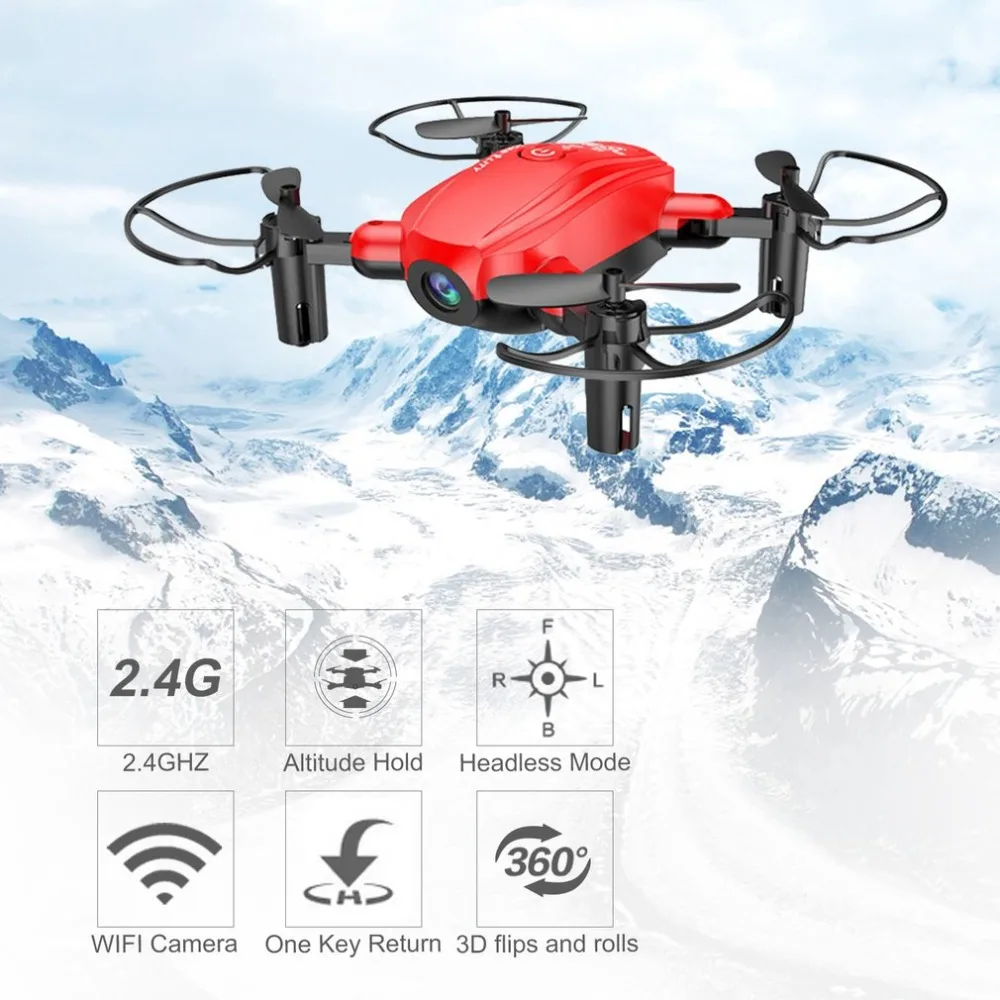

D10WHD Mini Foldable Selfie Drone HD Camera 0.3MP WiFi FPV RC Quadcopter Aircraft with Altitude Hold Headless Mode Pocket dron