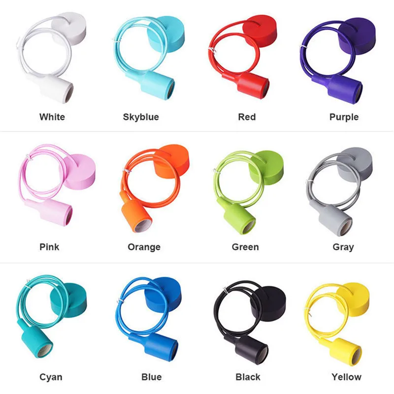 

Modern Color Lamps Holder AC90-260V E27 Silica Gel Material Store Art Single Head Dining-room Pendant Lights