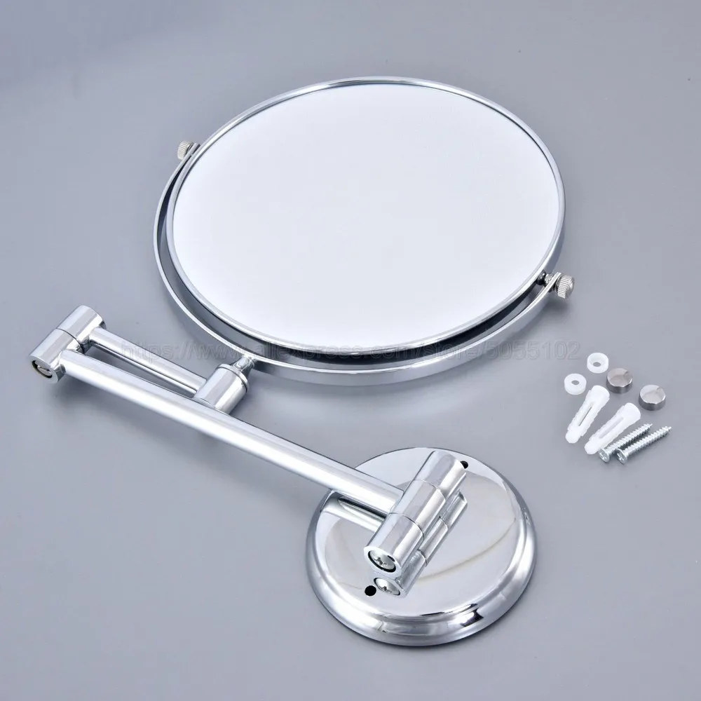 

Chrome Round Extending 8 inches cosmetic wall mounted make up mirror shaving bathroom mirror 3x Magnification zba633