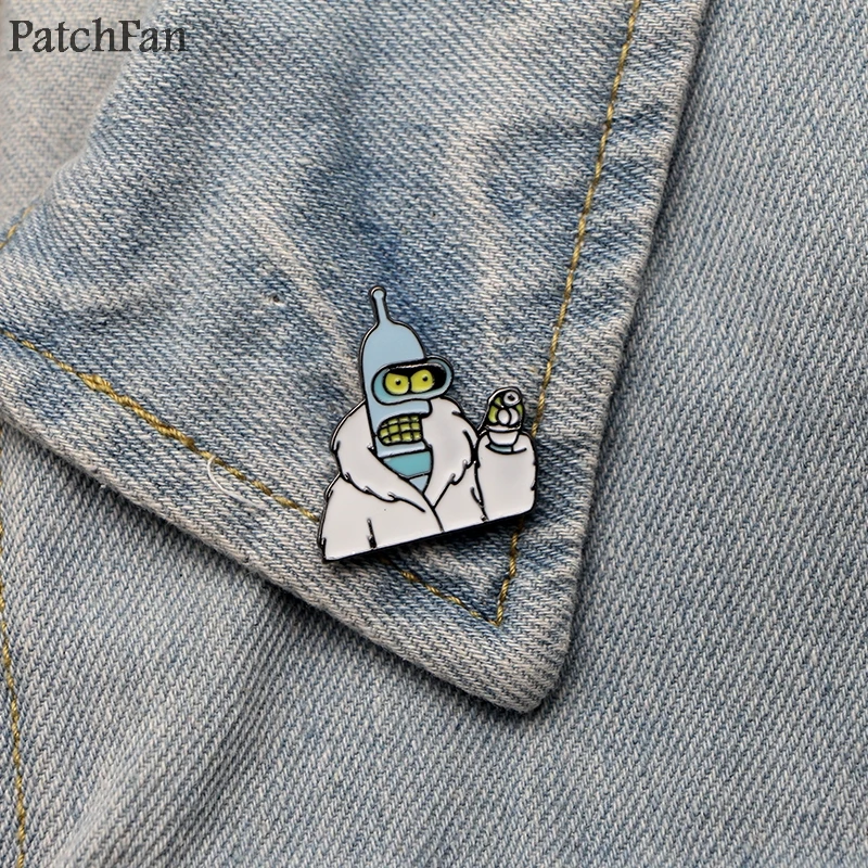 Patchfan Futurama Мультяшные цинковые эмалированные булавки трендовые медали insignia para рюкзак рубашка Броши Одежда Значки для мужчин и женщин A1502