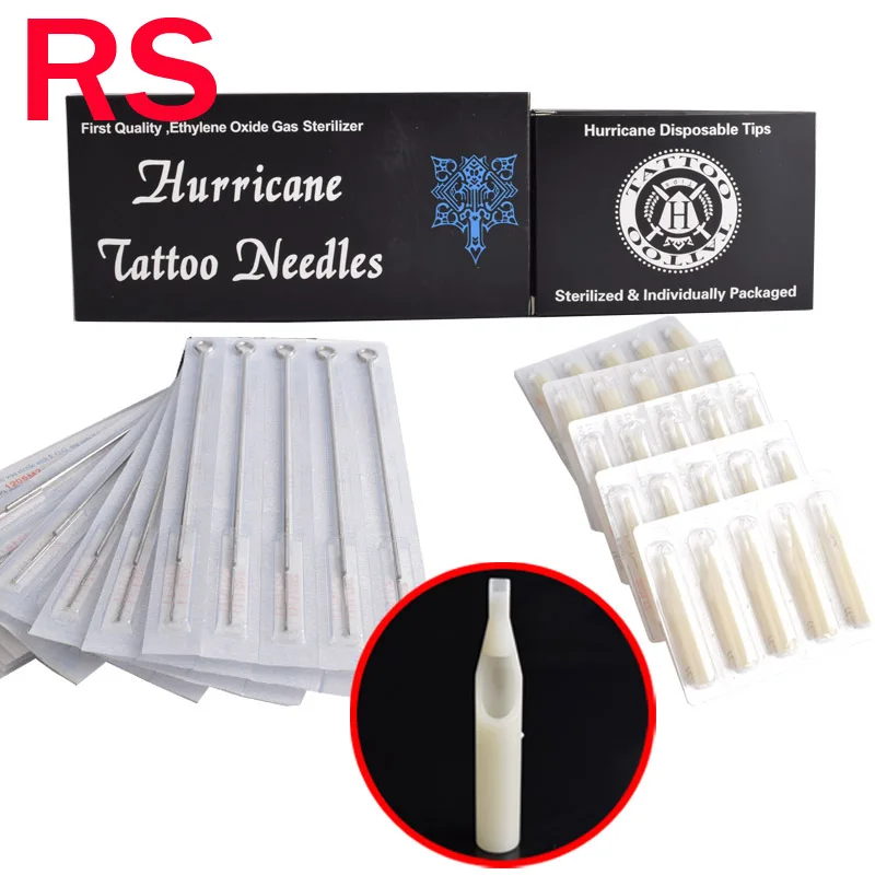 RS Tattoo Needles Tips Kit 50pcs Tattoo Needle+50pcs White Tattoo Tips