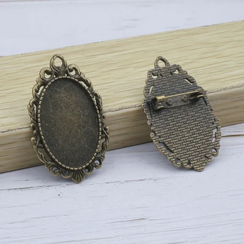 

5pcs/Lot Fit 20x30mm Oval Blank Cameo Cabochon Brooch Base Settings Antique Bronze Diy Accessories For Brooches Making