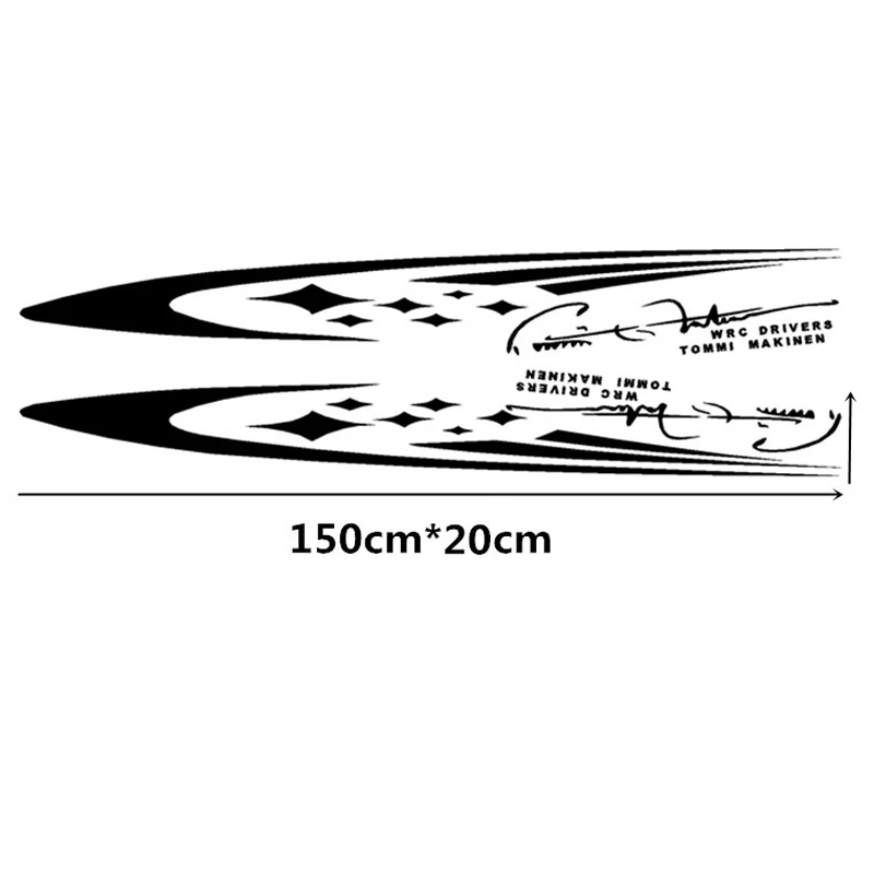 

150*20cm 1 Pair Car Stickers WRC Famous Driver Tommi Makinen Decals Whole body Auto Tuning Styling Waterproof car accessories
