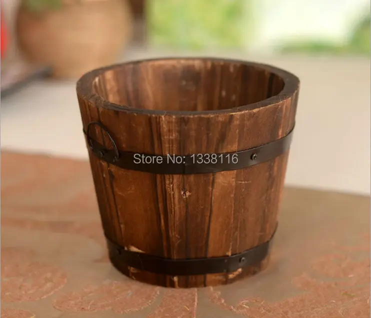 High Quality Flower vase wooden barrel vase home decoration Receiver