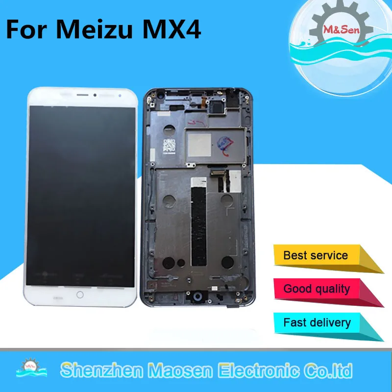 

M&Sen LCD screen display+touch panel digitizer with frame For 5.36'' Meizu MX4 black/ white free shipping