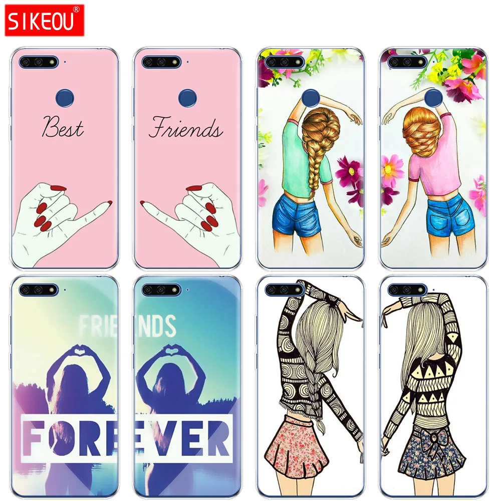 

Silicone Cover Phone Case For Huawei Honor 7A PRO 7C Y5 Y6 Y7 Y9 2017 2018 Prime best friend couple