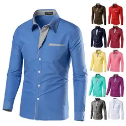 2019 Весна Новая мода бренд Camisa Masculina рубашка с длинными рукавами для мужчин корейский Тонкий Дизайн Формальное повседневное мужское платье